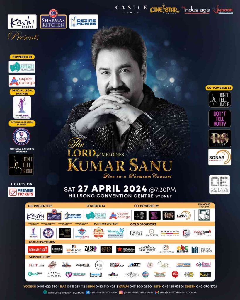 WP Seating Event – The Lord Of Melodies Kumar Sanu Live in Concert – Sydney 2024